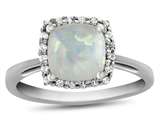 FJC Finejewelers 10k White Gold 6mm Cushion-Cut Created Opal with White Topaz accent stones Halo Ring style: R1079102