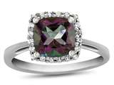 FJC Finejewelers 10k White Gold 6mm Cushion-Cut Mystic Topaz with White Topaz accent stones Halo Ring style: R1079107
