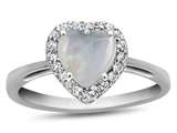 FJC Finejewelers 10k White Gold 6mm Heart Shaped Created Opal with White Topaz accent stones Halo Ring style: R1079202