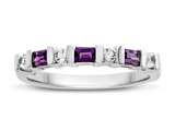 FJC Finejewelers 3x2mm Baguette Amethyst and Created White Sapphire Stackable Band Ring style: R8166A