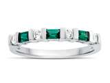 FJC Finejewelers 3x2mm Baguette Created Emerald and Created White Sapphire Stackable Band Ring style: R8166CRE