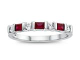 FJC Finejewelers 3x2mm Baguette Garnet and Created White Sapphire Stackable Band Ring style: R8166G