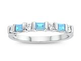 FJC Finejewelers 3x2mm Baguette Blue Topaz and Created White Sapphire Band Ring style: R8166SW
