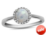 FJC Finejewelers 10k White Gold 6mm Round Created Opal with White Topaz accent stones Halo Ring style: R1079002