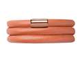 Endless Jewelry Coral Leather 60cm/8.0inch Triple Leather Bracelet Rose Gold-Tone Finish