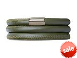 Endless Jewelry Green Leather 57cm/7.5inch Triple Leather Bracelet Steel Finish style: 1210257
