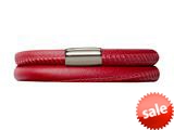 Endless Jewelry Red Leather 38cm/7.5inch Double Leather Bracelet Steel Finish style: 1210738