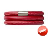 Endless Jewelry Red Leather 63cm/8.5inch Triple Leather Bracelet Steel Finish style: 1210763