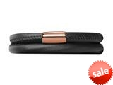 Endless Jewelry Black Leather 36cm/7.0inch Double Leather Bracelet Rose Gold-Tone Finish style: 1270136