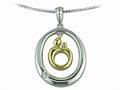 Mother and Child® Sterling Silver Oval Pendant Necklace and 14k Yellow Gold Charm by Janel Russell m230sy41mc