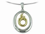 Mother and Child® Sterling Silver Oval Pendant Necklace and 14k Yellow Gold Charm by Janel Russell style: M230SY41MC