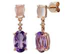 LALI Classics 14k Rose Gold Amethyst and Rose Quartz Oval Earrings Style number: LALI1093