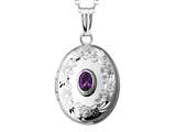 FJC Finejewelers Sterling Silver Oval Locket Pendant Necklace with Genuine Amethyst February Birthstone style: 503444