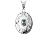 FJC Finejewelers Sterling Silver Oval Locket Pendant Necklace with Genuine Aquamarine March Birthstone style: 503445