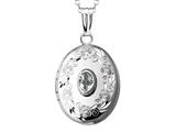 FJC Finejewelers Sterling Silver Oval Locket Pendant Necklace with Genuine White Topaz April Birthstone style: 503446