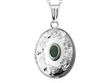FJC Finejewelers Sterling Silver Oval Locket Pendant Necklace with Genuine Emerald May Birthstone style: 503447