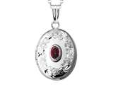 FJC Finejewelers Sterling Silver Oval Locket Pendant Necklace with Created Ruby July Birthstone style: 503448