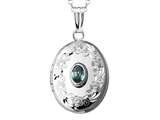 FJC Finejewelers Sterling Silver Oval Locket Pendant Necklace with Genuine Blue Topaz December Birthstone style: 503454