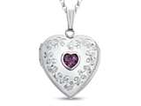 FJC Finejewelers Sterling Silver Heart Locket Pendant Necklace with Genuine Amethyst February Birthstone style: 503456