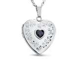 FJC Finejewelers Sterling Silver Heart Locket Pendant Necklace with Genuine Sapphire September Birthstone style: 503460