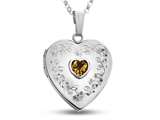 FJC Finejewelers Sterling Silver Heart Locket Pendant Necklace with Genuine Citrine November Birthstone style: 503462