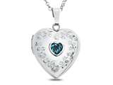 FJC Finejewelers Sterling Silver Heart Locket Pendant Necklace Genuine Swiss Blue Topaz December Birthstone style: 503463
