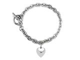 FJC Finejewelers 7 inch Sterling Silver Heart Charm Toggle Bracelet style: 50DB10