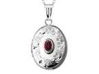 FJC Finejewelers Sterling Silver Oval Locket Pendant Necklace with Created Ruby July Birthstone Style number: 503448
