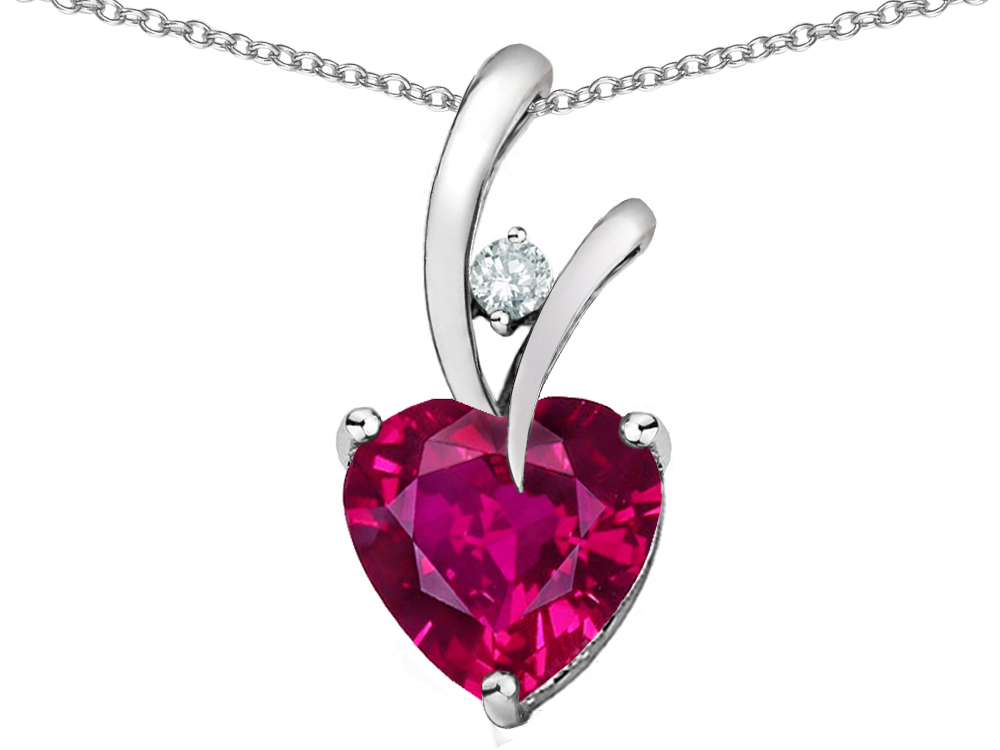 Star K Heart Shape 8mm Created Ruby Endless Love Pendant Necklace