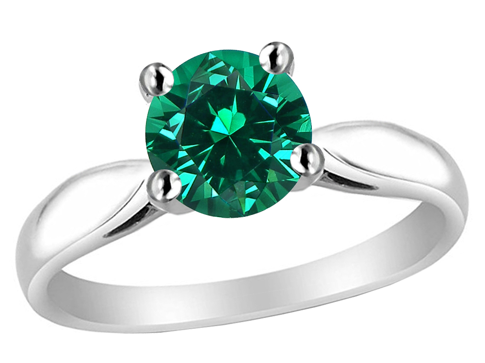 Star K 7mm Round Simulated Emerald Ring | 26889 | Finejewelers.com
