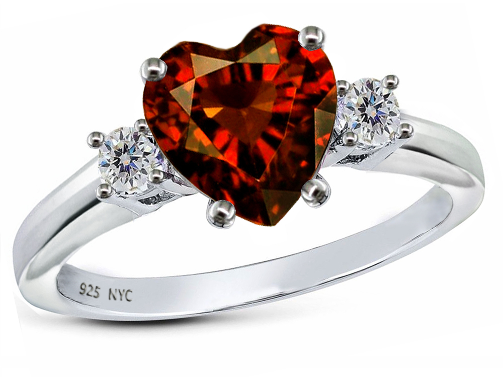 Star K 8mm Heart Shape Simulated Garnet Ring | 27212 | Finejewelers.com