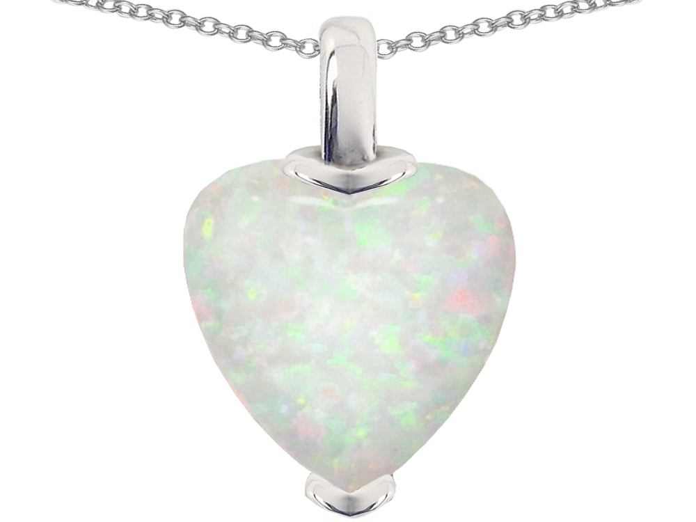 Star K Heart Shape Created Opal Pendant Necklace 303849