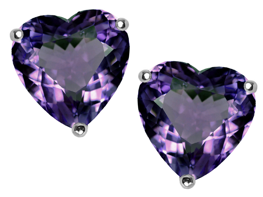 Star K 7mm Heart Shape Simulated Alexandrite Earrings Studs 303877