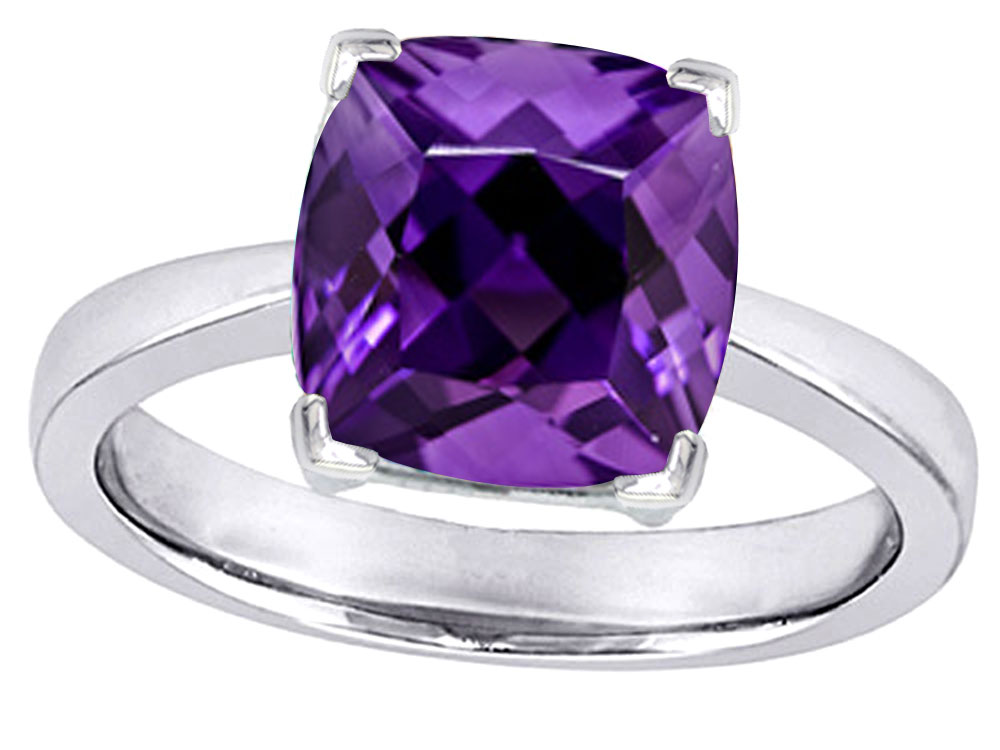 Star K 8mm Cushion-Cut Solitaire Ring Simulated Amethyst | 305116 ...