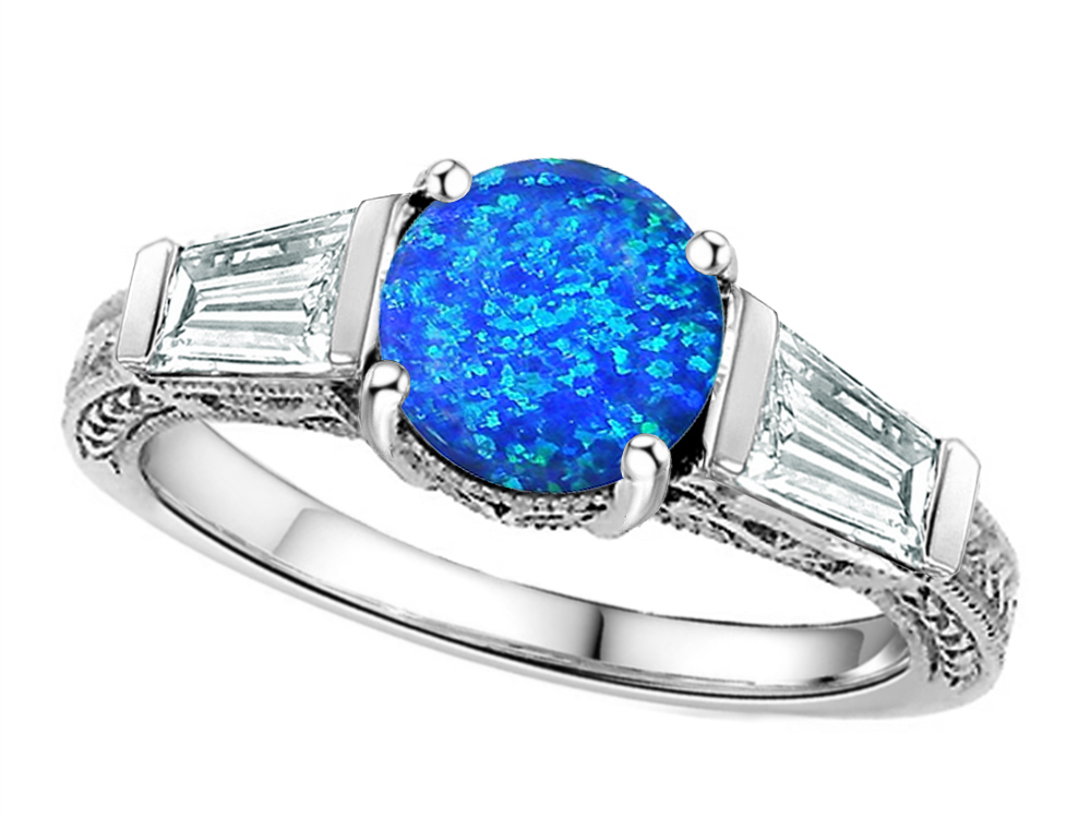 Star K Round 7mm Simulated Blue Opal Ring | 306164 | Finejewelers.com