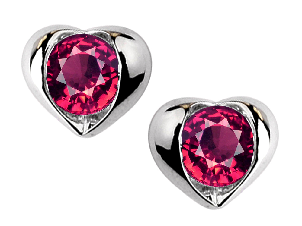 Star K Round 6mm Created Ruby Heart Earrings 310703