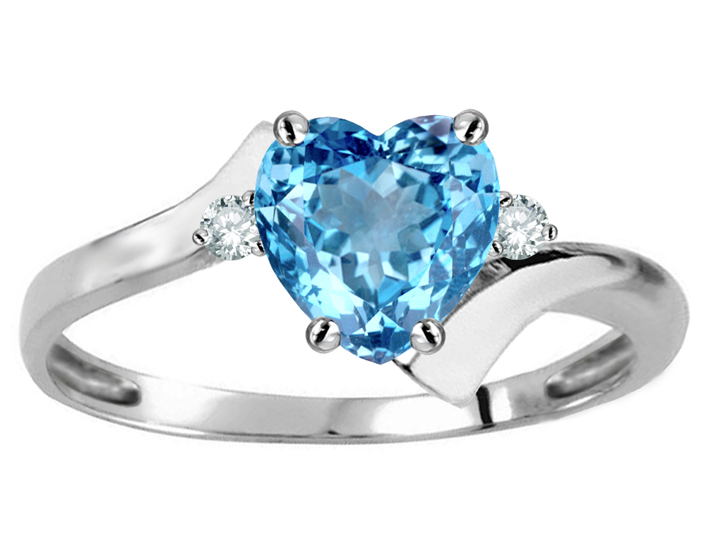 Star K Heart Shape 6mm Blue Topaz bypass Ring | 310754 | Finejewelers.com