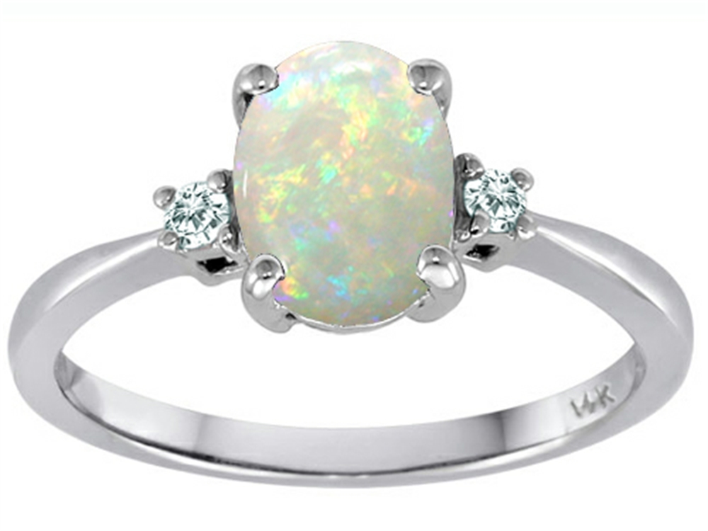 Tommaso Design 8x6mm Oval Opal 3 stone Engagement Ring | 24321 ...