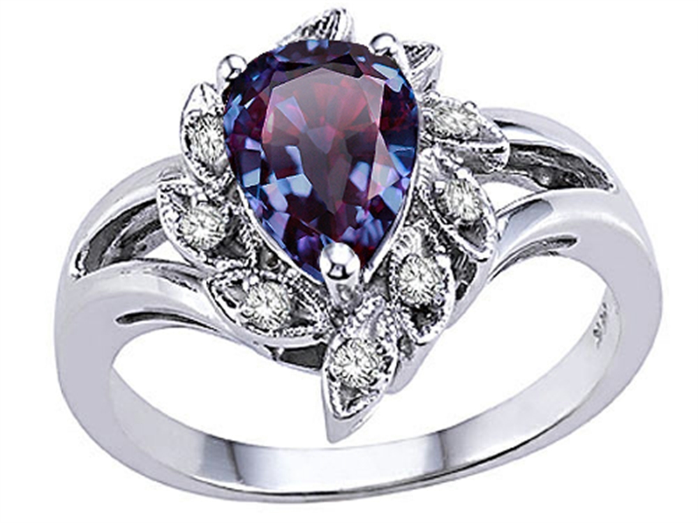Tommaso Design Pear Shape 8x6mm Simulated Alexandrite Ring 24628