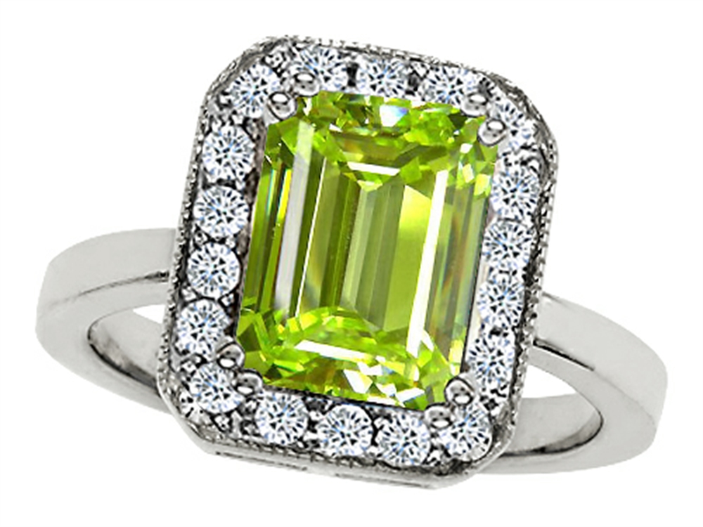 Star K Genuine Emerald Cut Peridot Ring | 26796 | Finejewelers.com