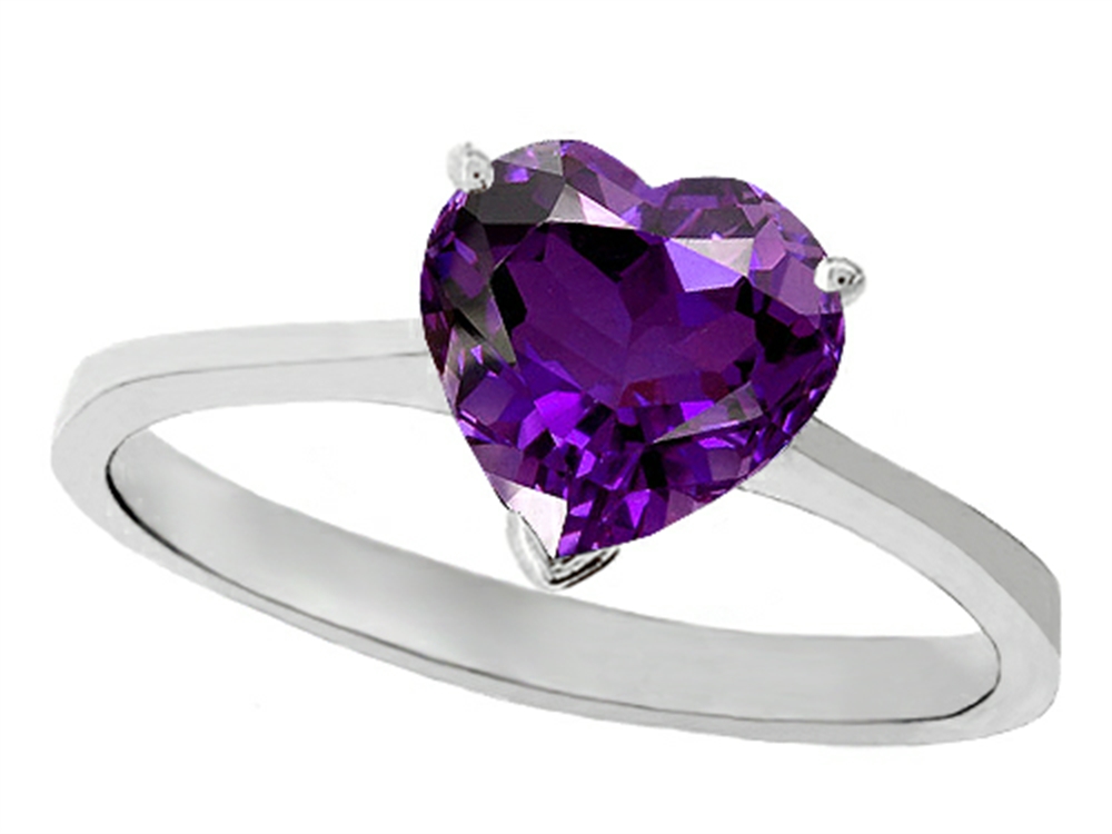 Tommaso Design Amethyst Heart Shape 8mm Solitaire Engagement Ring ...