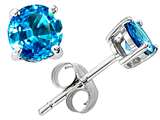 Tommaso Design™ Round Genuine Blue Topaz Earrings Studs style: 21558