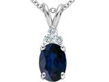 Tommaso Design™ Genuine Dark Blue Sapphire Oval 7x5mm Pendant Necklace style: 21774