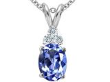 Tommaso Design™ Oval Genuine Tanzanite and Diamond Pendant Necklace style: 21785