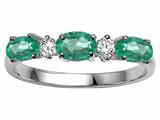 Tommaso Design™ Genuine Emerald 3 Stone Ring style: 22150
