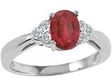 Tommaso Design™ Genuine Ruby Oval 7x5mmand Diamond Ring style: 23198