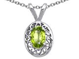 Tommaso Design™ Genuine Peridot Oval 6x4mm Pendant Necklace style: 23327