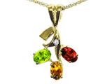 Star K™  14kt Gold 3 Stone Mothers Pendant Necklace style: 23466