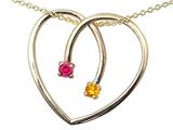 Star K™  14kt Gold Heart Shape 2 Stone Mothers Pendant Necklace style: 23654