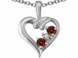 Tommaso Design™ Round 3 mm Genuine Garnet Heart Pendant Necklace style: 23682